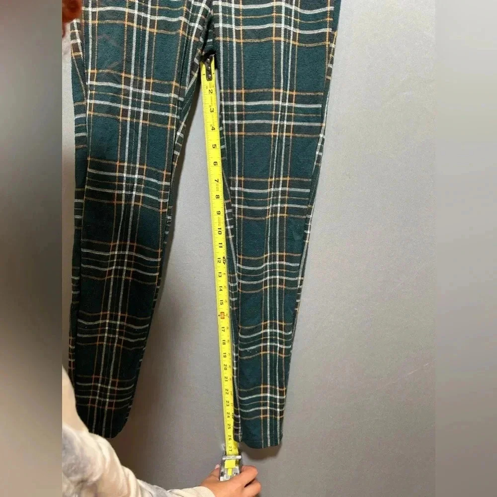 Stradivarius Green Plaid Skinny Trouser Pants Size 4 - Picture 8 of 9